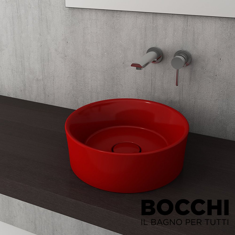 BOCCHI Vessel Çanak Lavabo,38 cm Parlak Kırmızı