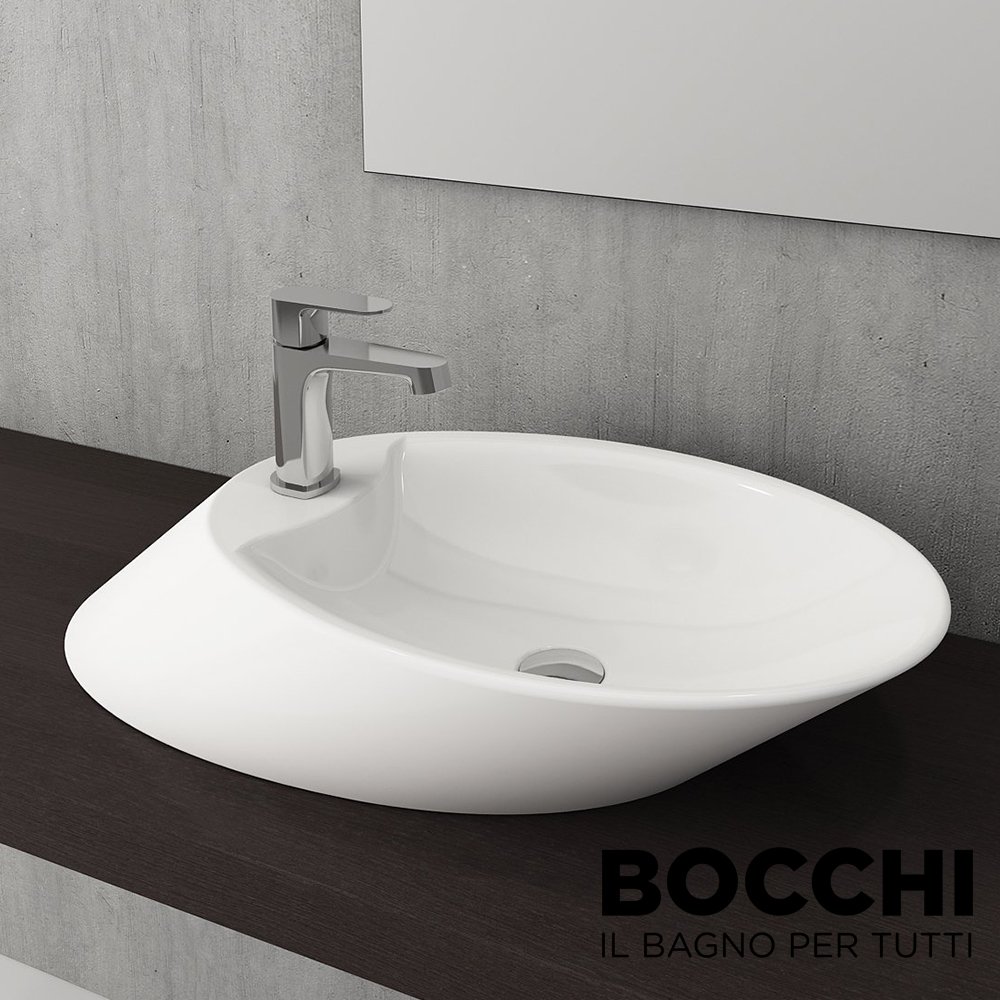 BOCCHI Vessel Çanak Lavabo,70 cm Parlak Beyaz