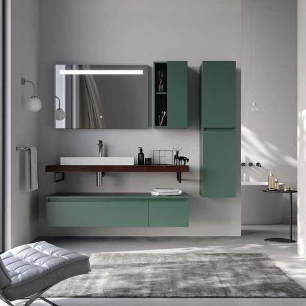 Smart Milano 140 cm Mat Koyu Yeşil Banyo Dolabı