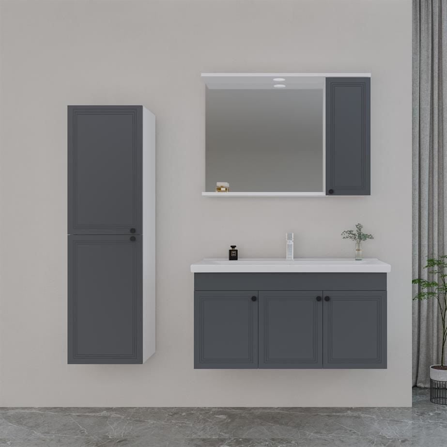 Orka Rio 100 cm Antrasit Banyo Dolabı