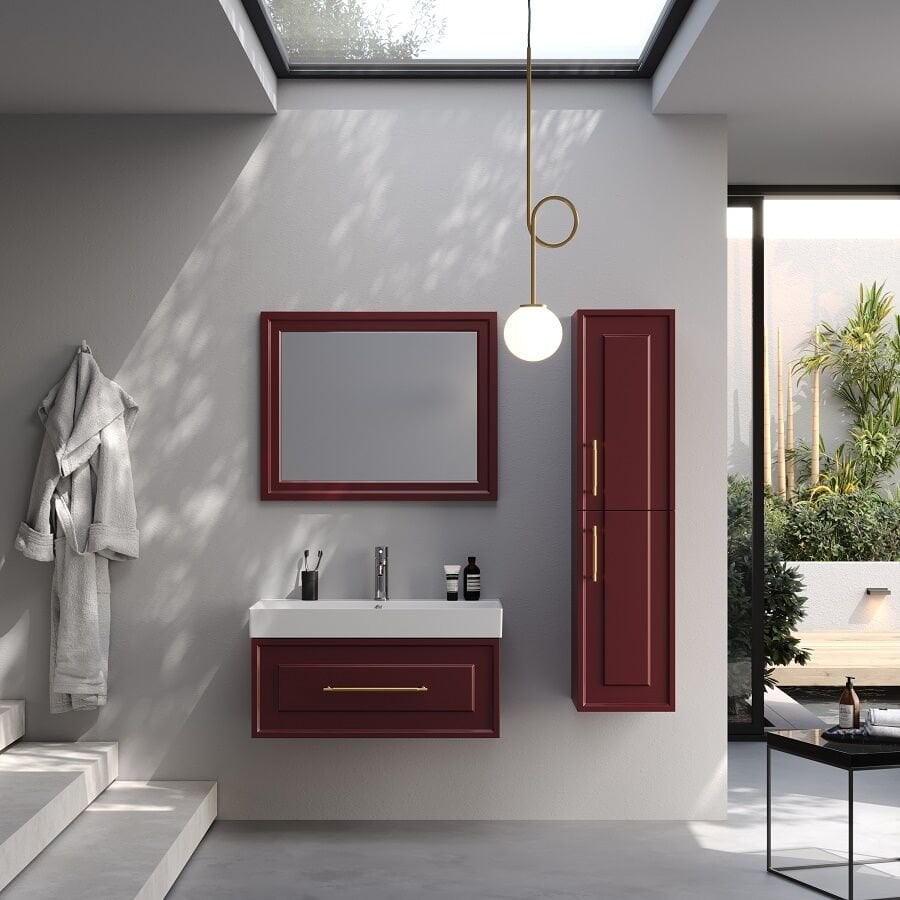 Smart Napoli 85 cm Mat Vişne Banyo Dolabı