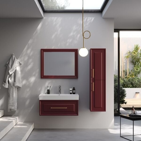 Smart Napoli 85 cm Mat Vişne Banyo Dolabı