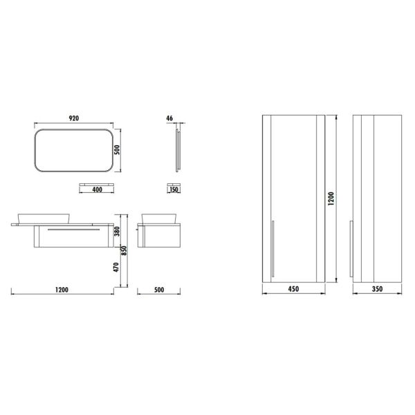 CREAVİT Angel 120 cm Banyo Dolabı Takımı Beyaz