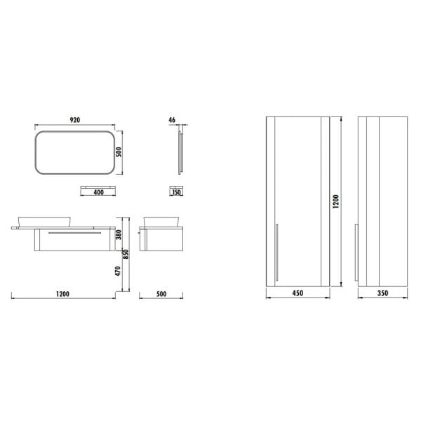 CREAVİT Angel 120 cm Banyo Dolabı Takımı Beyaz