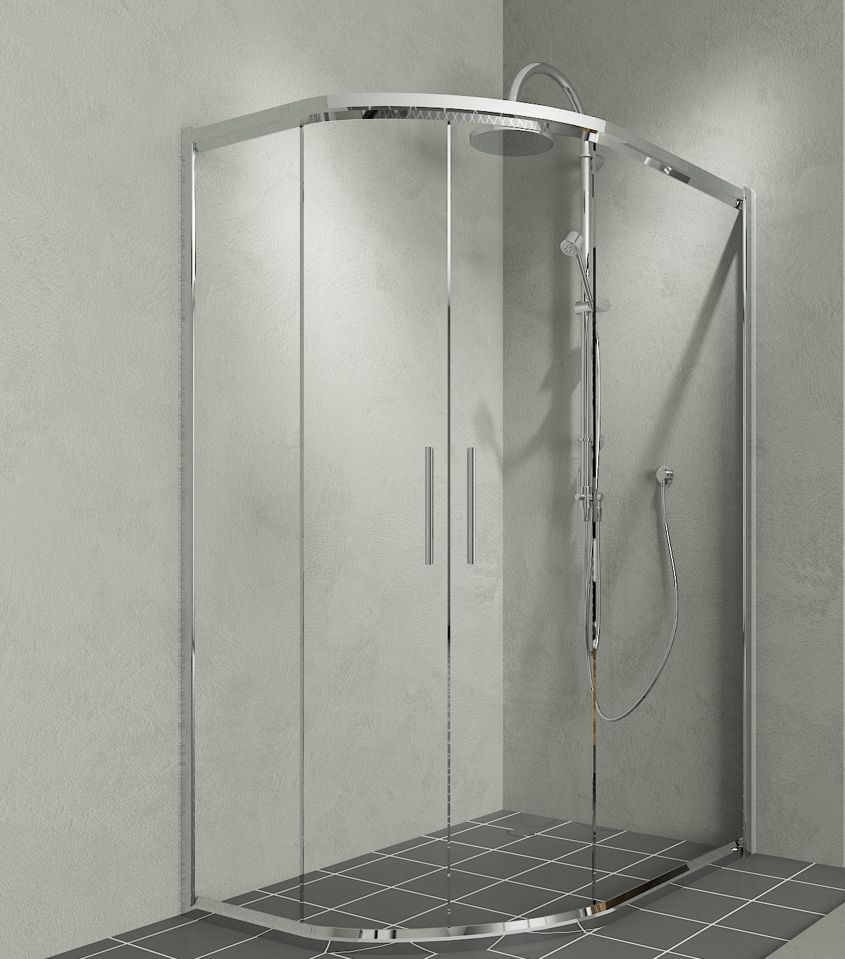 Aquanil Daniel 80x170 Asimetrik Ultra Krom Duşakabin 80x100