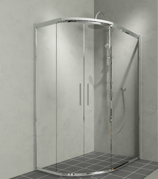 Aquanil Daniel 80x170 Asimetrik Ultra Krom Duşakabin 80x100