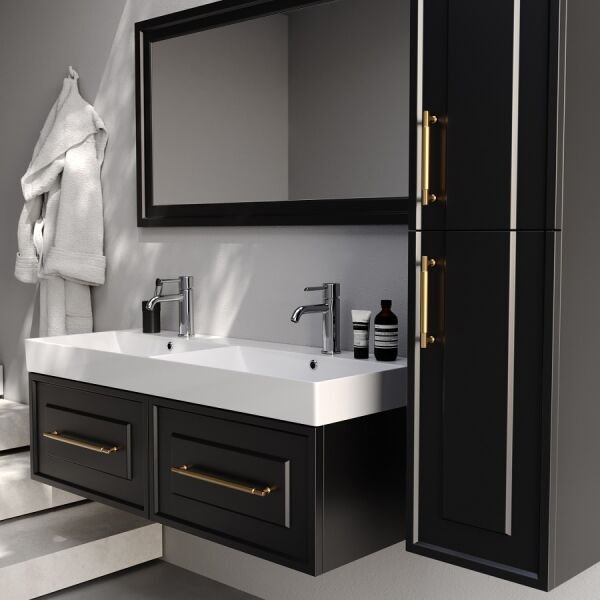 Smart Napoli 120 cm Mat siyah Banyo Dolabı