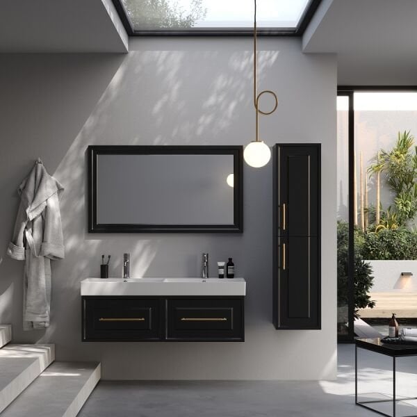 Smart Napoli 120 cm Mat siyah Banyo Dolabı