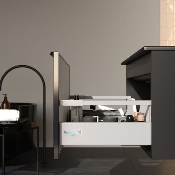 Smart Fonte 80 cm Mat Siyah Banyo Dolabı
