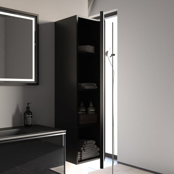 Smart Fonte 80 cm Mat Siyah Banyo Dolabı