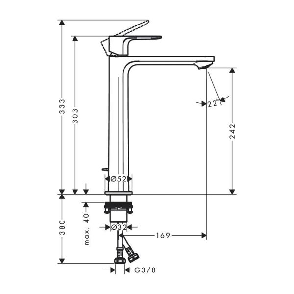 Hansgrohe Rebris S Tek Kollu Mat Siyah Lavabo Bataryası