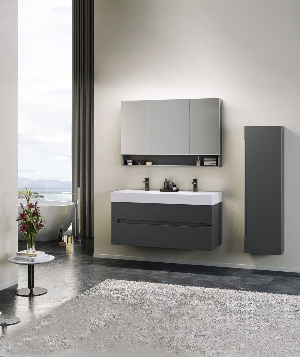 Orka Malta 120 cm Mat Antrasit Banyo Dolabı