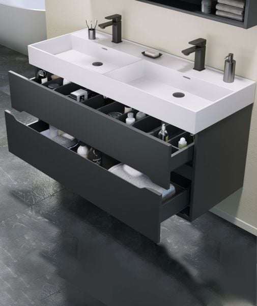 Orka Malta 120 cm Mat Antrasit Banyo Dolabı