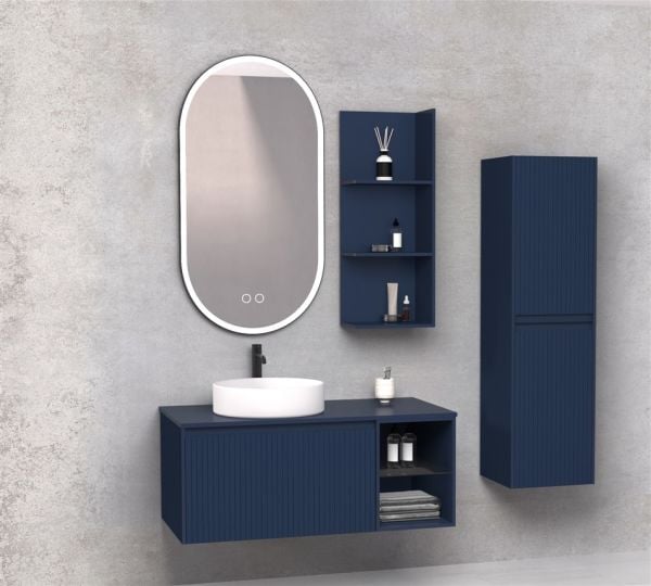 Aquanil Almonde 100 cm Lacivert Banyo Dolabı