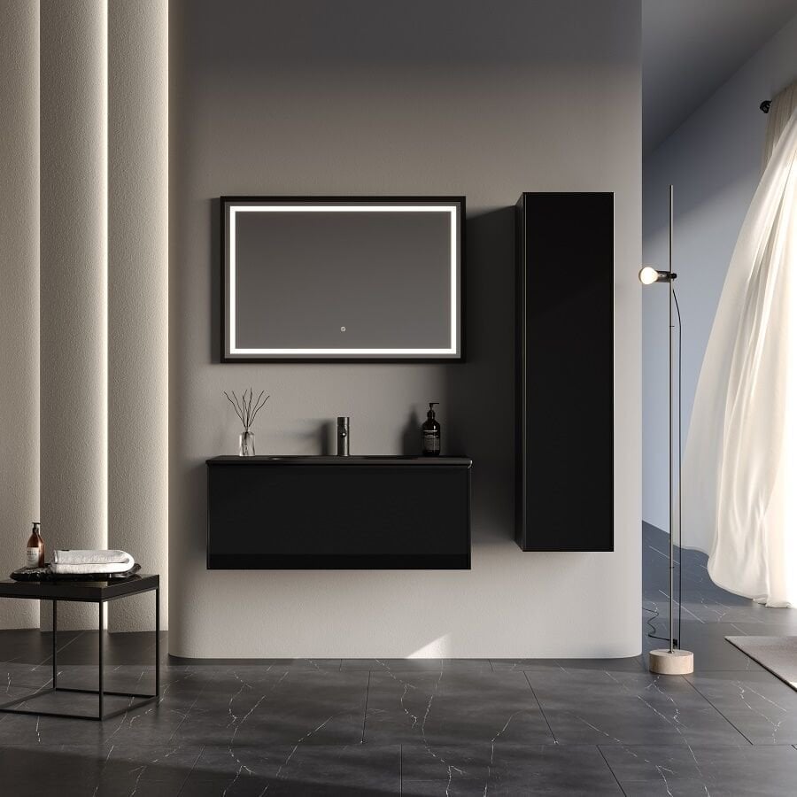 Smart Fonte 100 cm Mat Siyah Banyo Dolabı