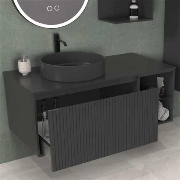 Aquanil Almonde 100 cm Antrasit Banyo Dolabı