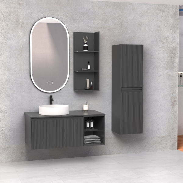 Aquanil Almonde 100 cm Antrasit Banyo Dolabı