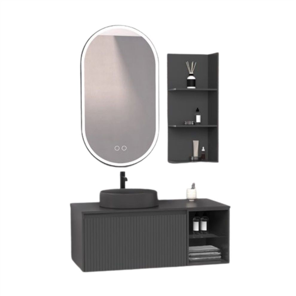 Aquanil Almonde 100 cm Antrasit Banyo Dolabı