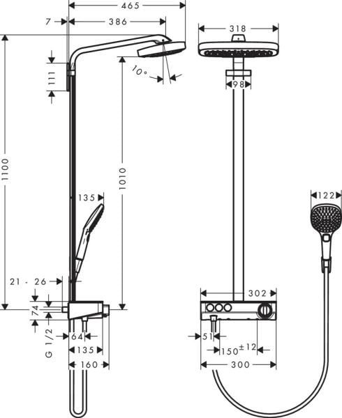 Hansgrohe Raindance Select E300 3 Jet Duş Kolonu