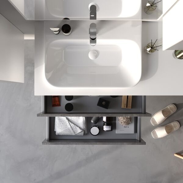 Smart Rodos 110 cm Retro Gümüş/Mat Beyaz Banyo Dolabı