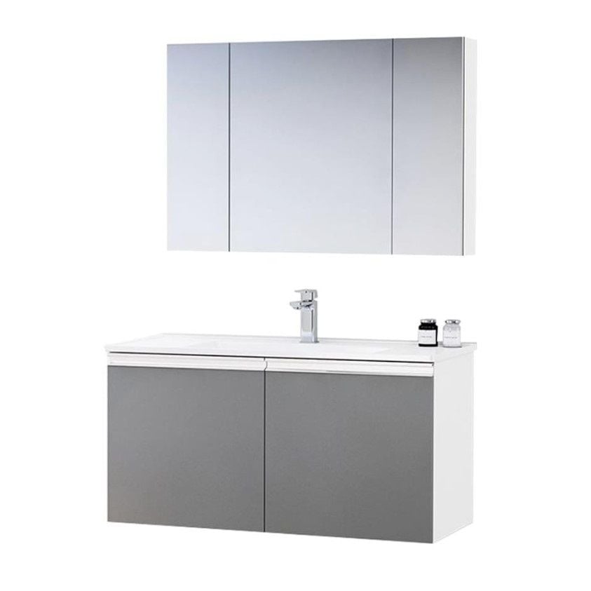 Orka Terme Kapaklı 100 cm Parlak Gri Banyo Dolabı