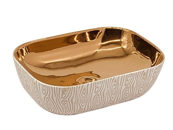 LPD Tezgahüstü Lavabo  Beyaz-Rose Gold