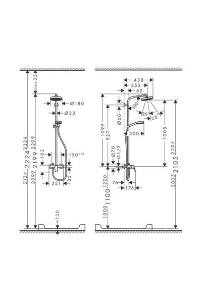 Hansgrohe Crometta Duş Kolonu Duş Bataryası Dahil