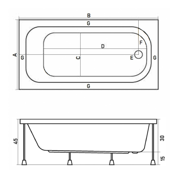 Shower Elena 120X80 Dikdörtgen Mini Küvet