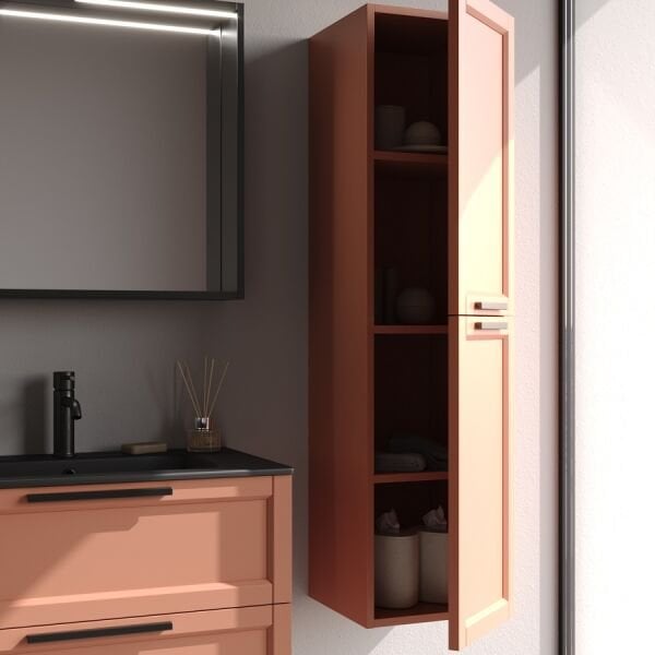 Smart Laguna 80 cm Mat Bej Kırmızı Banyo Dolabı