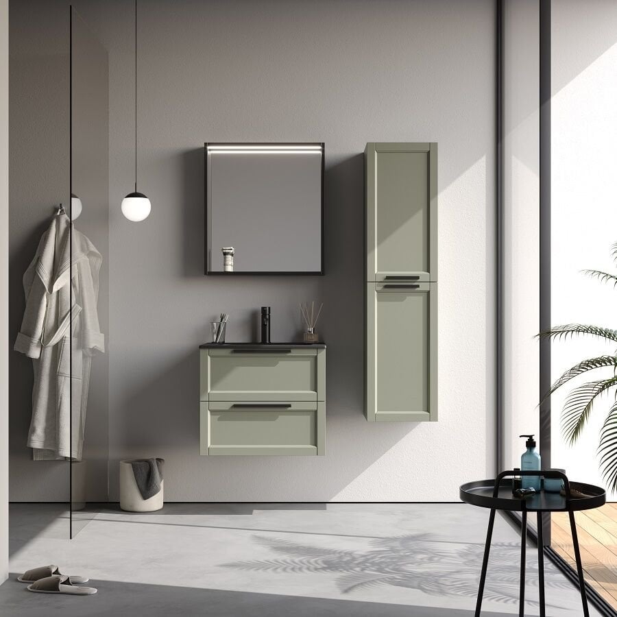 Smart Laguna 60 cm Mat Çimento Gri Banyo Dolabı