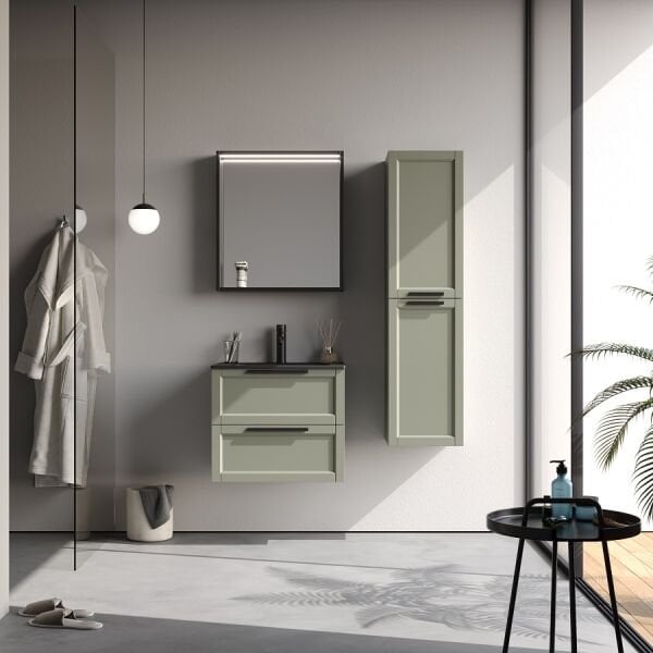 Smart Laguna 60 cm Mat Çimento Gri Banyo Dolabı