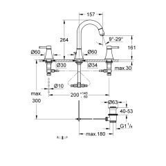 Grohe Grandera 3 Delikli Lavabo Bataryası 1/2 M-Boyut