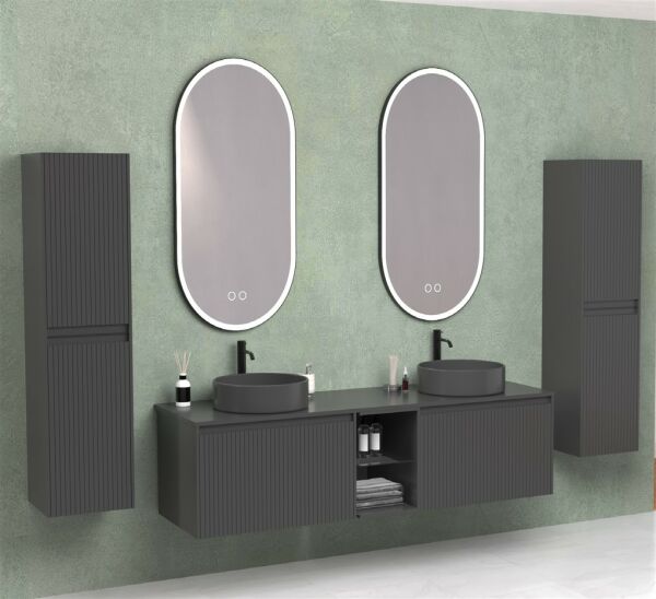 Aquanil Almonde 160 cm Antrasit Banyo Dolabı