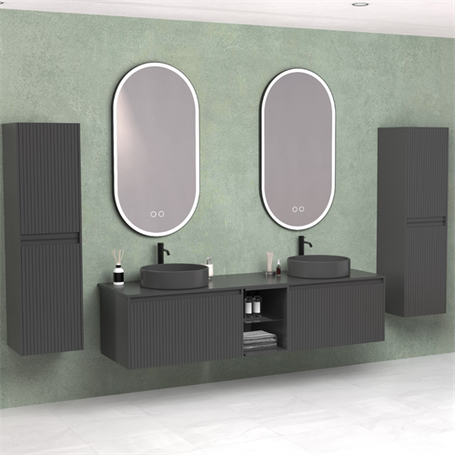 Aquanil Almonde 160 cm Antrasit Banyo Dolabı