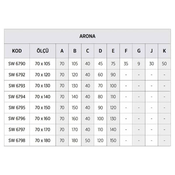 Shower Arona Oturmalı Dikdörtgen Küvet 180x70 cm