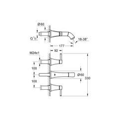 Grohe Grandera 3 Delikli Lavabo Bataryası 1/2 S-Boyut Krom,Altın