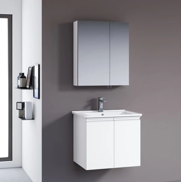 Orka Terme Kapaklı 60 cm Parlak Beyaz Banyo Dolabı