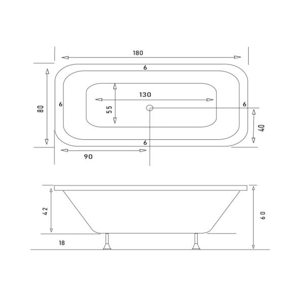 Shower Eliptica  Özel Küvet 180x80 cm
