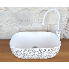 Pure Concept Beyaz Gümüş Marble Tezgah Üstü Çanak Lavabo