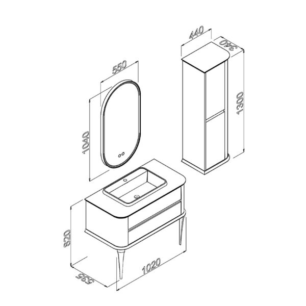 Aquanil Pier 100 cm Banyo Dolabı Antrasit-Kayın