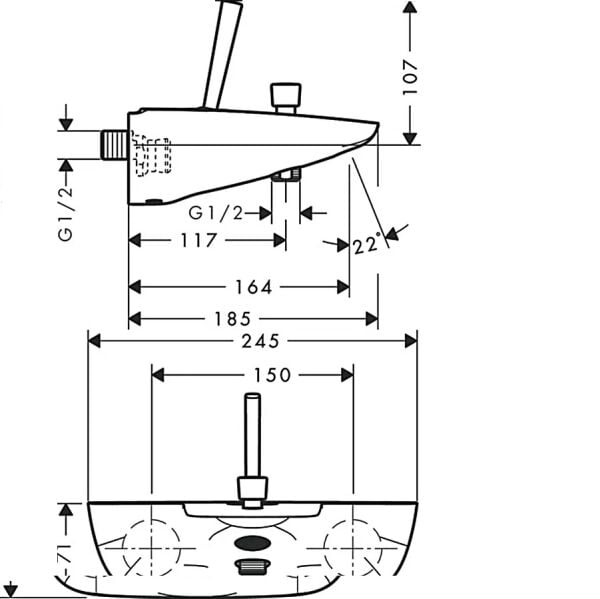 Hansgrohe PuraVida Banyo Bataryası, Beyaz-Krom