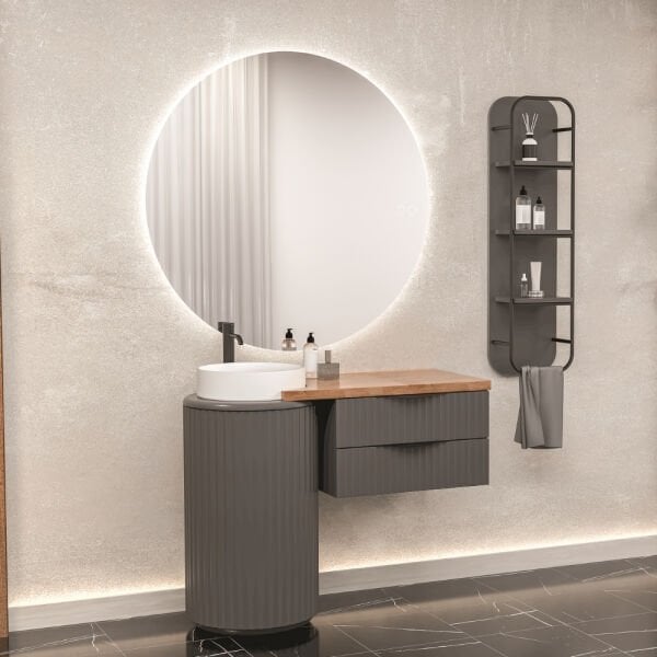 Aquanil Lotus Sıngle 105 cm Antrasit Banyo Dolabı