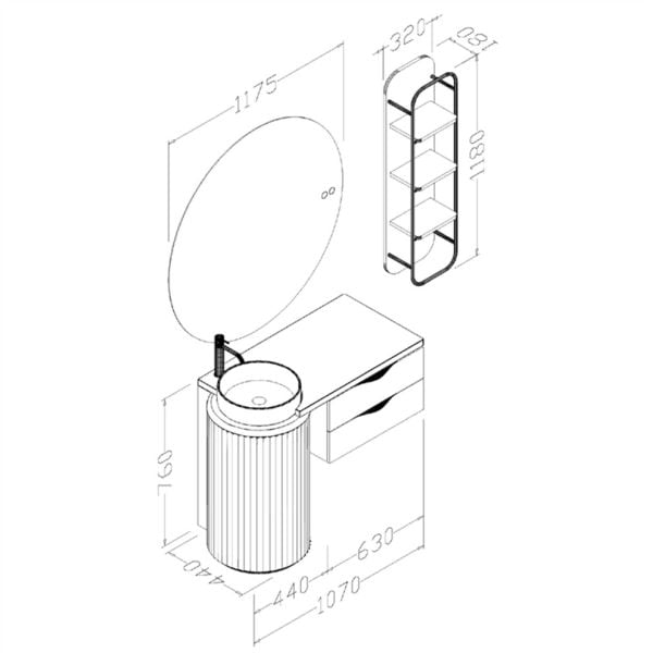 Aquanil Lotus Sıngle 105 cm Antrasit Banyo Dolabı