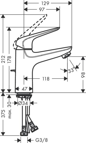 Hansgrohe Novus Lavabo Bataryası, Sifon Kumandalı
