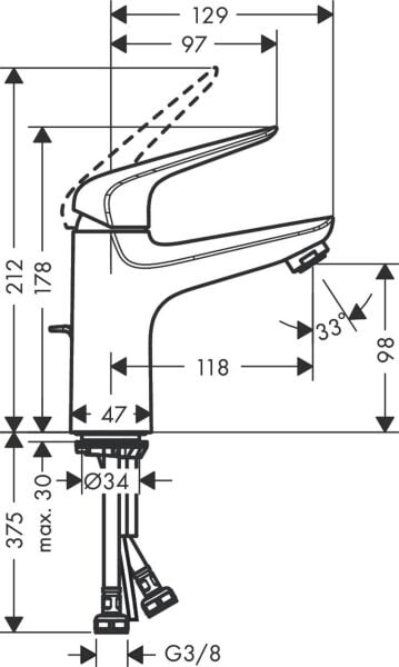 Hansgrohe Novus Lavabo Bataryası, Sifon Kumandalı