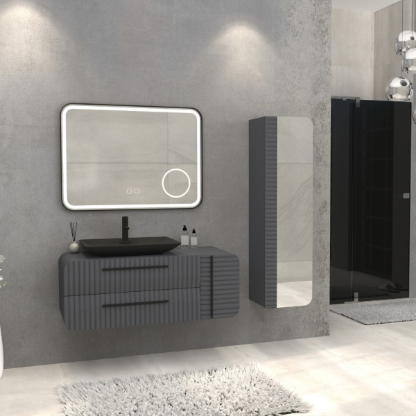 Aquanil Anemon 110 cm Antrasit Banyo Dolabı