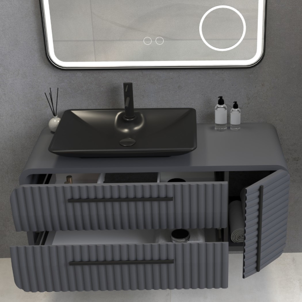 Aquanil Anemon 110 cm Antrasit Banyo Dolabı