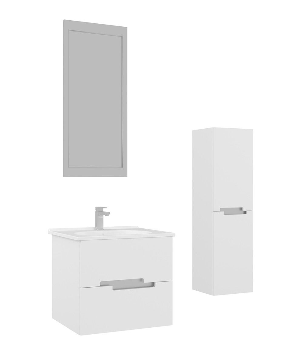 Orka Lodi 65 cm Beyaz Gümüş Banyo Dolabı