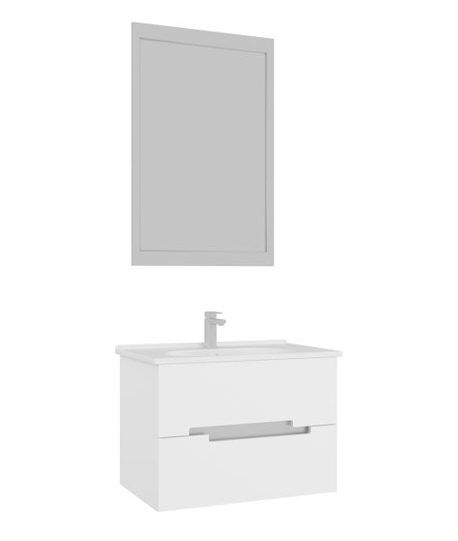 Orka Lodi 65 cm Beyaz Gümüş Banyo Dolabı