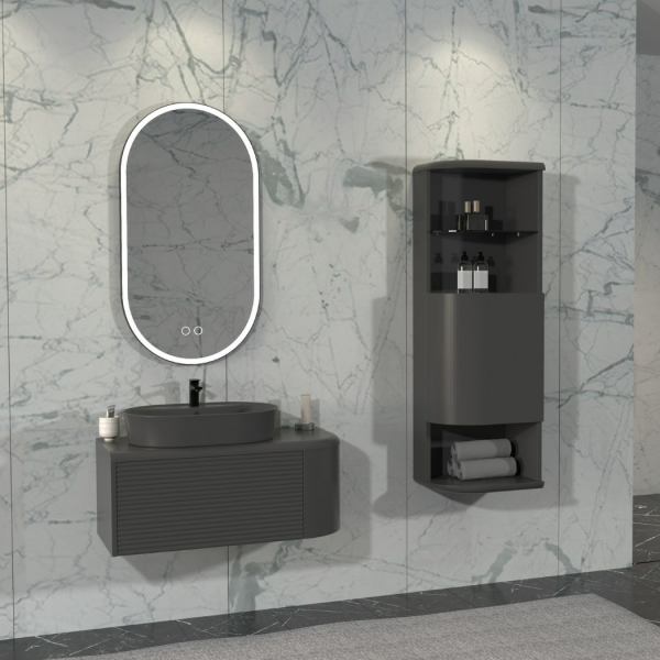 Aquanil Siesta 92 cm Antrasit Banyo Dolabı